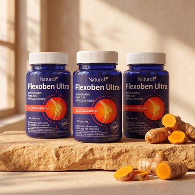 Tres frascos de Naturox Flexoben Ultra, el plan de tres meses
